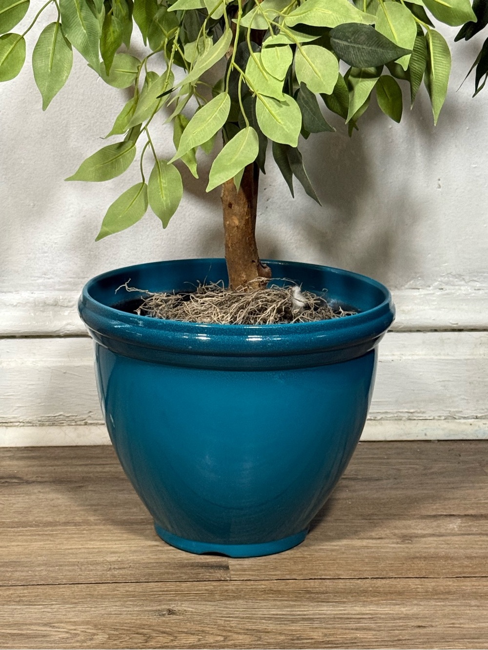 Glossy Blue Plant Pot - Home Accent